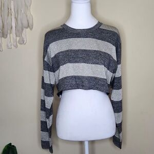 Derek Lam 10 Crosby Metallic Stripe Reworked Crewneck